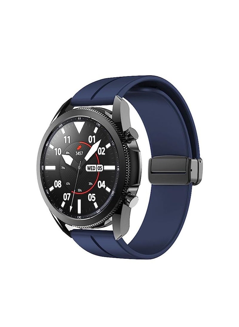 حزام سيليكون 22 ملم مع مشبك مغناطيسي قابل للطي لساعة هونر ماجيك 2 46 ملم - أزرق - Image 4