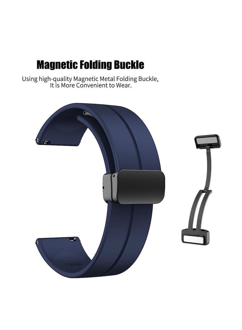 حزام سيليكون 22 ملم مع مشبك مغناطيسي قابل للطي لساعة هونر ماجيك 2 46 ملم - أزرق - Image 2