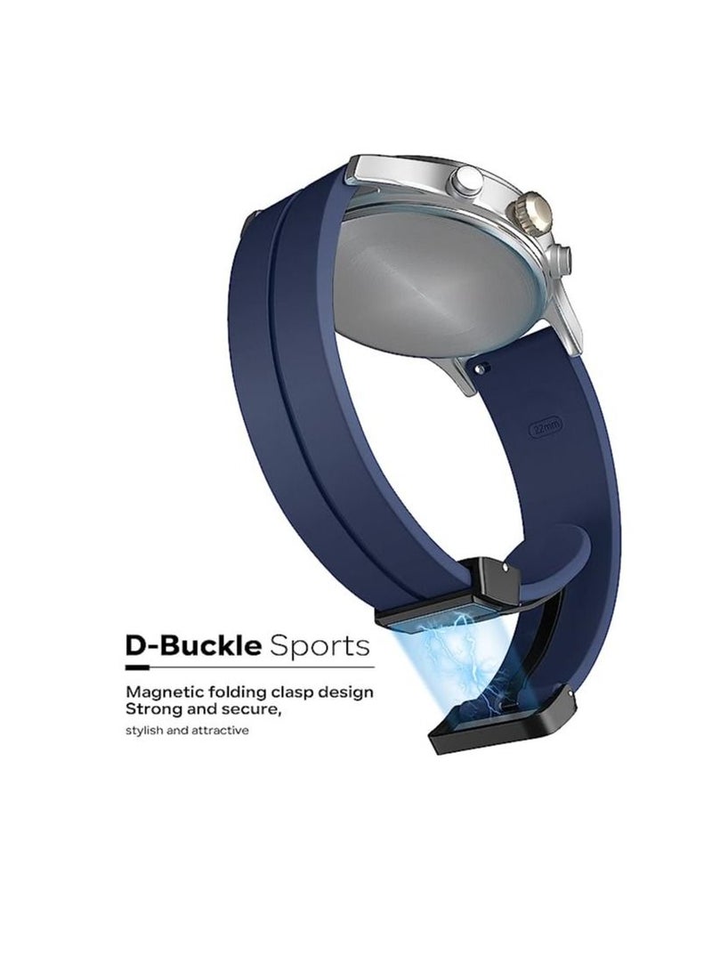 حزام سيليكون 22 ملم مع مشبك مغناطيسي قابل للطي لساعة هونر ماجيك 2 46 ملم - أزرق - Image 3