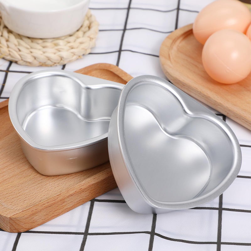 2pcs 4 Inch Heart Shaped Cake Pan Set with Detachable Bottom Nonstick Baking Mold - Image 4