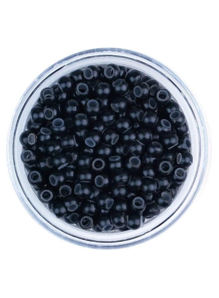 إستيل حلقة نانو سيليكون 1000 قطعة لكل زجاجة وصلة شعر بخرز حلقة نانو صغيرة (أسود) - Image 2