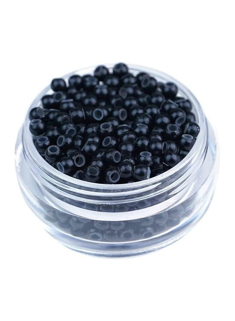 إستيل حلقة نانو سيليكون 1000 قطعة لكل زجاجة وصلة شعر بخرز حلقة نانو صغيرة (أسود) - Image 3