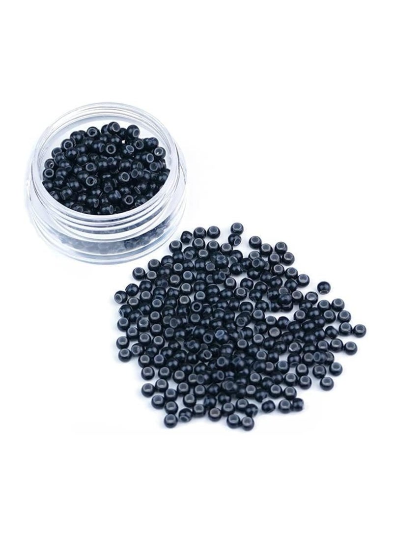 إستيل حلقة نانو سيليكون 1000 قطعة لكل زجاجة وصلة شعر بخرز حلقة نانو صغيرة (أسود) - Image 4