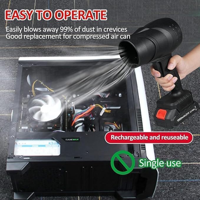 FAB Innovations FAB Innovation Handheld Electric Portable Air Blower,Turbo Jet Blower Cordless 48V | High Power Blow Brushless Motor for Extra runtime,for Car,Home Cleaning Corner, Road Cleaning(2 Battery Included) - Image 3