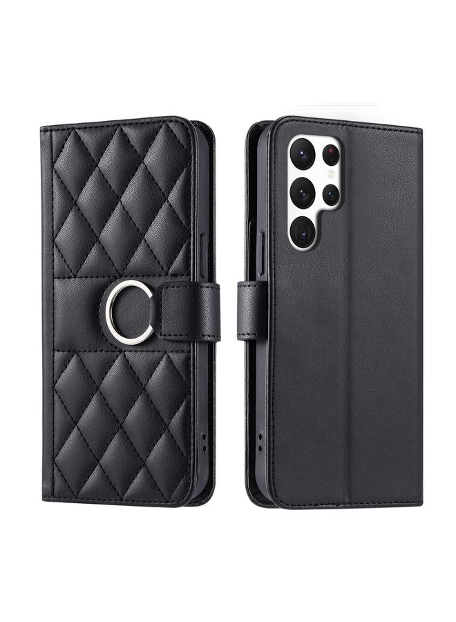 اس-توب جراب لهاتف Samsung Galaxy S24 Ultra 5G جراب هاتف جلدي مع مشبك حلقي على شكل معين - Image 1