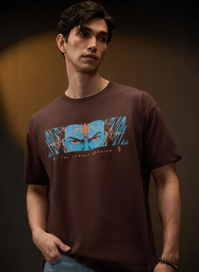 The Souled Store  Men Brown Ashwatthama Warrior Graphic Print Oversized T-Shirt for Men | Best Price UAE