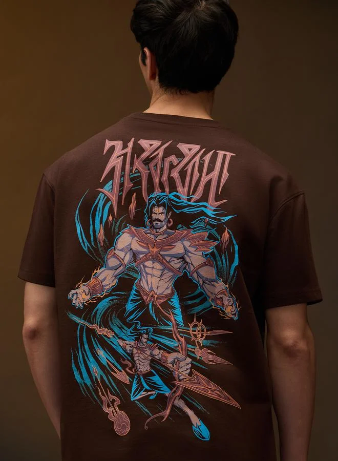 The Souled Store  Men Brown Ashwatthama Warrior Graphic Print Oversized T-Shirt for Men | Best Price UAE