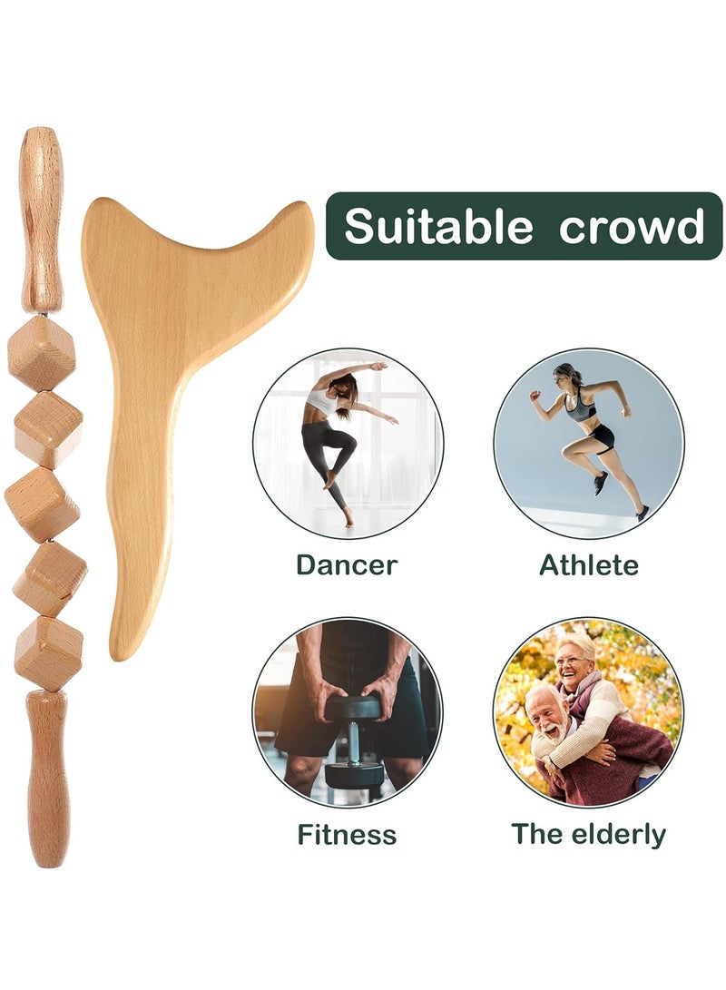 أدوات تدليك علاجية خشبية 2 في 1، أداة تدليك احترافية 2 في 1 للتصريف اللمفاوي، أدوات نحت الجسم الخشبية للتصريف اللمفاوي وتشكيل الجسم والتخلص من الدهون، بني - Image 2