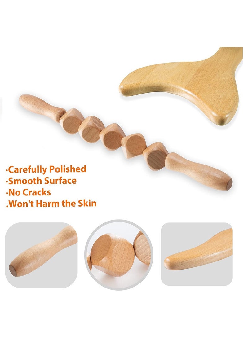أدوات تدليك علاجية خشبية 2 في 1، أداة تدليك احترافية 2 في 1 للتصريف اللمفاوي، أدوات نحت الجسم الخشبية للتصريف اللمفاوي وتشكيل الجسم والتخلص من الدهون، بني - Image 5