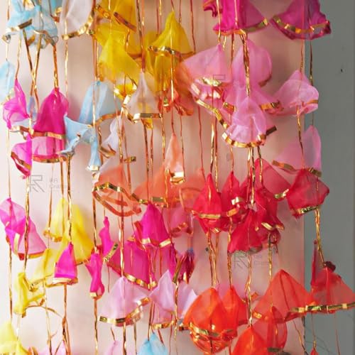 RR Crafts Gota Net Hangings for Decoration, Pack of 10 Garlands for Wedding, Haldi, Event, Decoration Backdrop, Multi Color Hangings 4Ft Each, 134.1 Centimeters - Image 1