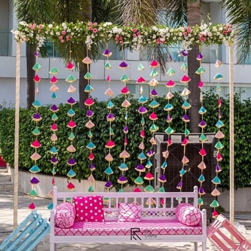 RR Crafts Gota Net Hangings for Decoration, Pack of 10 Garlands for Wedding, Haldi, Event, Decoration Backdrop, Multi Color Hangings 4Ft Each, 134.1 Centimeters - Image 5