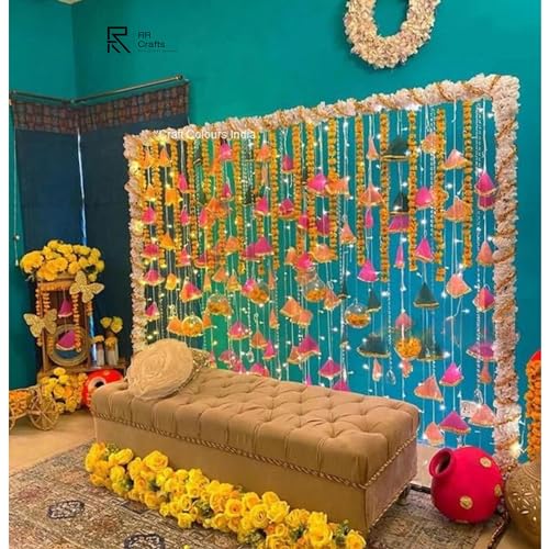 RR Crafts Gota Net Hangings for Decoration, Pack of 10 Garlands for Wedding, Haldi, Event, Decoration Backdrop, Multi Color Hangings 4Ft Each, 134.1 Centimeters - Image 4