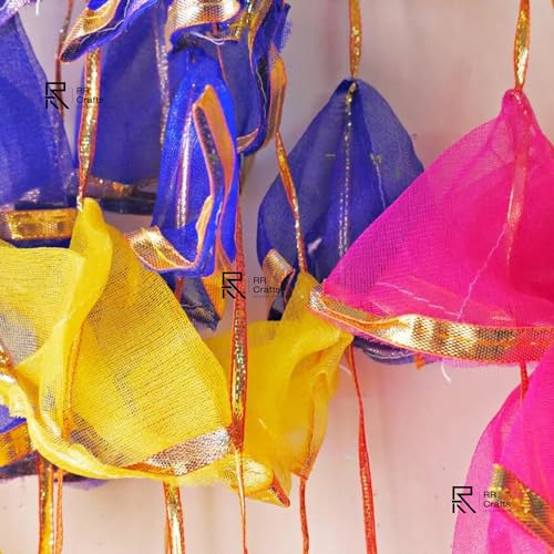 RR Crafts Gota Net Hangings for Decoration, Pack of 10 Garlands for Wedding, Haldi, Event, Decoration Backdrop, Multi Color Hangings 4Ft Each, 134.1 Centimeters - Image 2