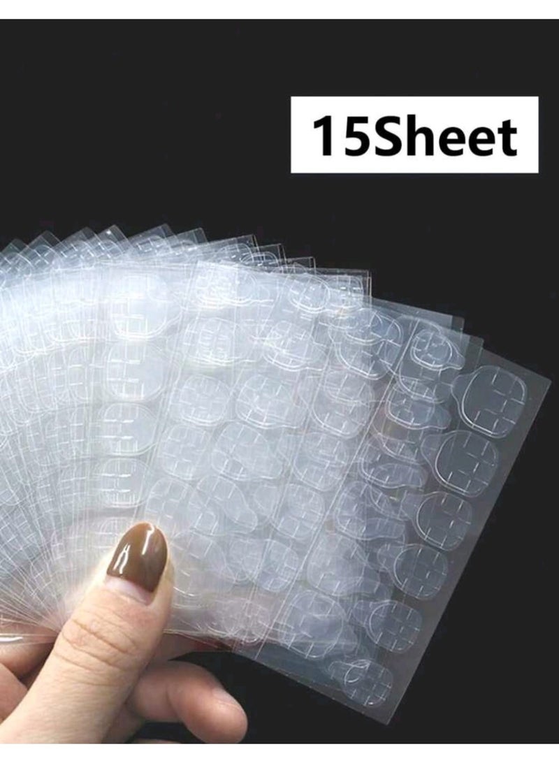 Shein 360pcs (15 Sheets) Double Side Gel Nail Glue For Press On Nails - Image 1