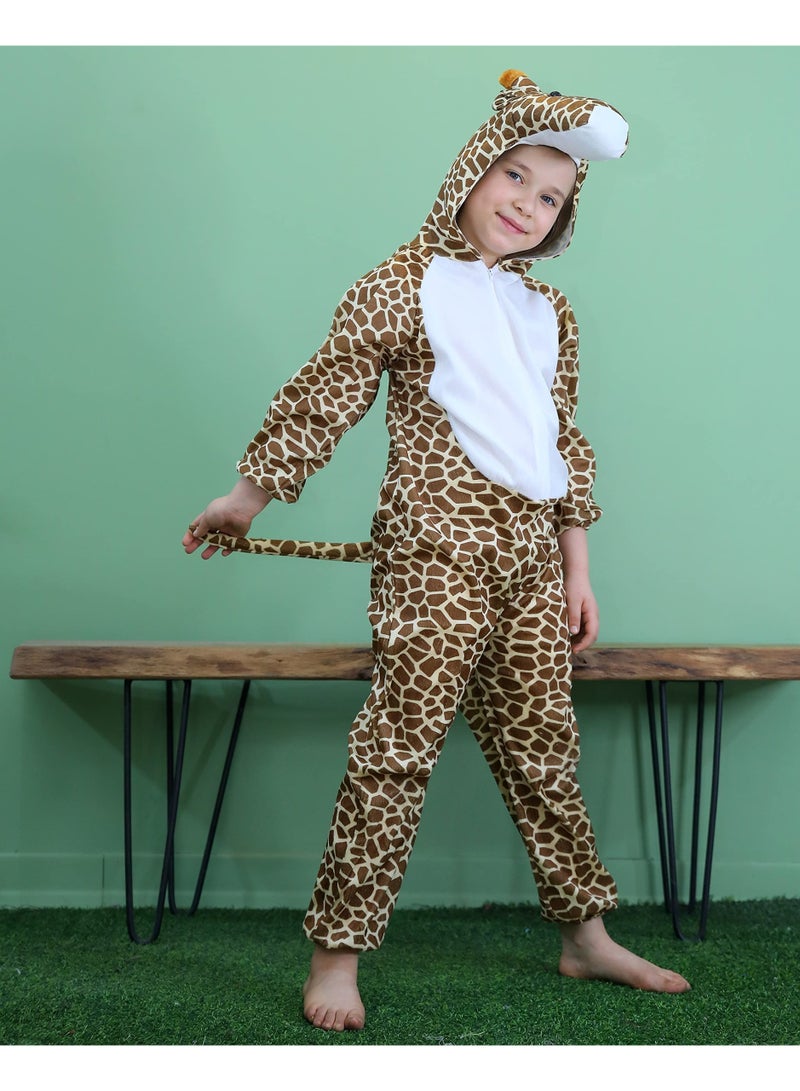 Toy Box Kids Giraffe Costume Jumpsuit with Hood, Animal Fancy Dress, Party Outfit, Size L(6-7Years) - Image 3