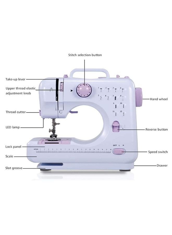 Arabest Portable Multifunctional Electric Sewing Machine 12 Needles Two Speed Control Handheld Fast Household Sewing Tool with Desk Lamp 27.5x12.1x26cm  - Image 2