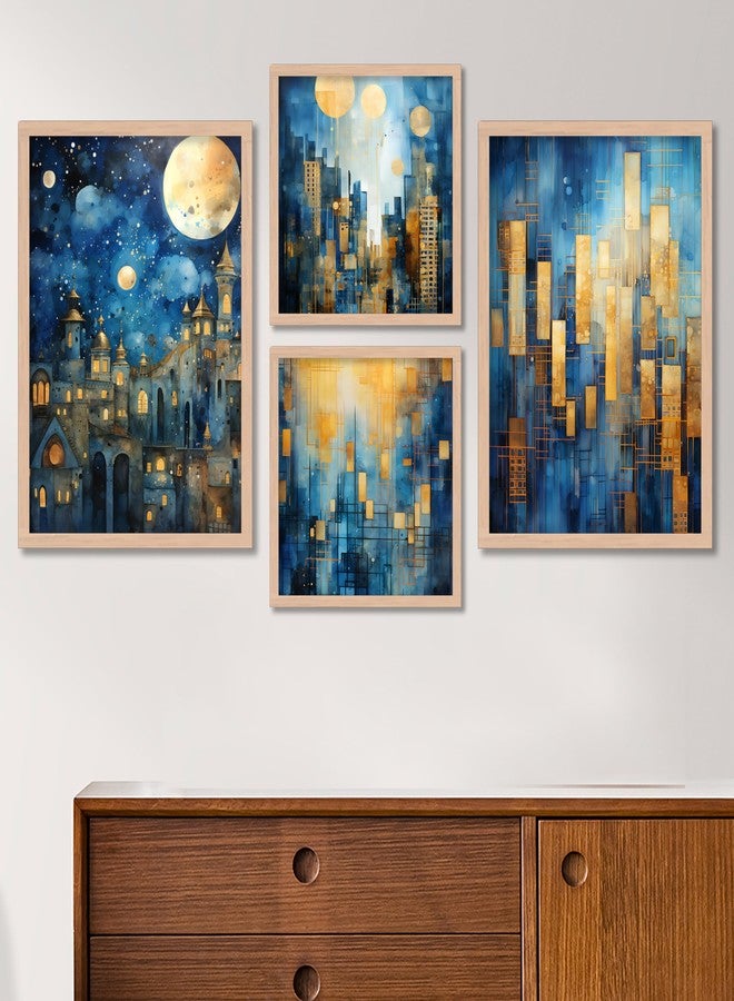 ARTELLY Wall Paintings For Bedroom - Living Room Home Wall Decor Framed - Painting For Wall Decoration - Frames For Office (Set of 4) (Medium, Art 5) - Image 1
