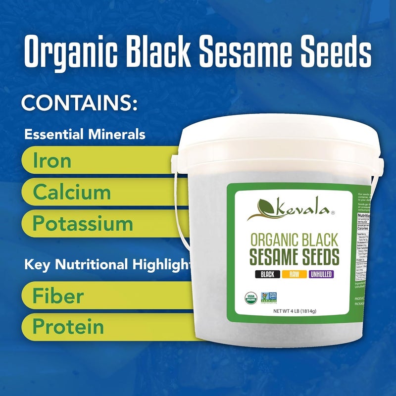 Kevala Organic Black Sesame Seeds 4Lbs (RAW) - Image 3