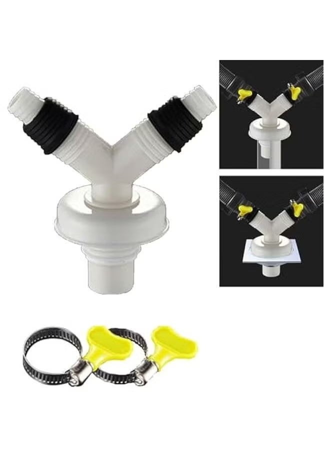 Double exit exit for Washing Machines, three -directional link, Drainage Link, Three -Way Bottom Tube, Dual -Pipeline, Dual -Purpose dual -Purpose Water Outlet in One in one (Trident) - Image 1