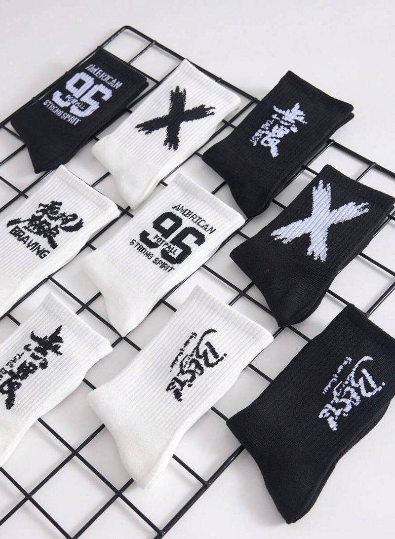 4 Pairs Of Men's Socks With Random Different Youthful Words, Anti-Slip And Anti-Friction, Absorb Moisture, Sweat And Odor. - Image 2