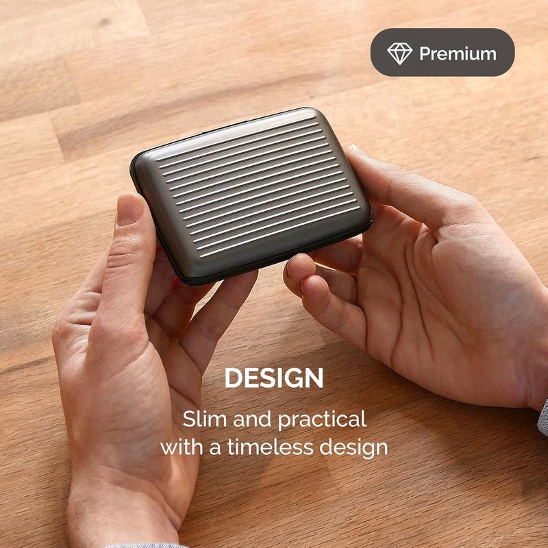 ÖGON -DESIGNS- Aluminum card holder, RFID Protection against fraud and demagnetization, Compact wallet, Smart Case STOCKHOLM V1 model (Aluminum Titanium) - Image 5