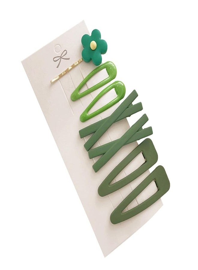 Essivox 7 Piece Flower Hair Clips Set, Decorative Barrette Bobby Pin Collection for Women and Girls, Sweet Hair Accessories (Green) - Image 1