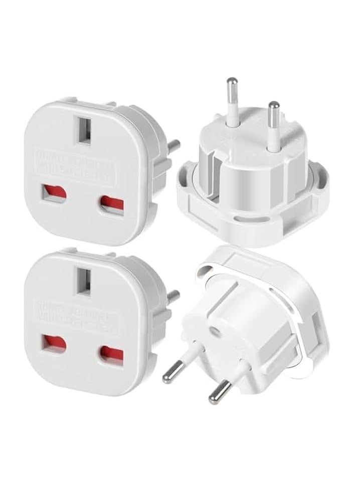 إيروريكس مجموعة محولات السفر من الاتحاد الأوروبي مكونة من 4 قطع، محول قابس من المملكة المتحدة إلى أوروبا، محول من النوع C E F لإسبانيا وفرنسا وإيطاليا وألمانيا والبرتغال واليونان وتركيا وهولندا وبولندا والمزيد، معدات شحن السفر - Image 1