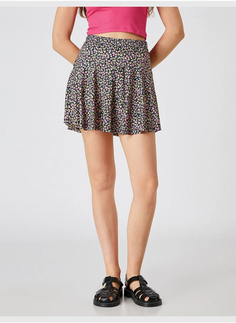 KOTON Floral Mini Skirt Elastic Waist