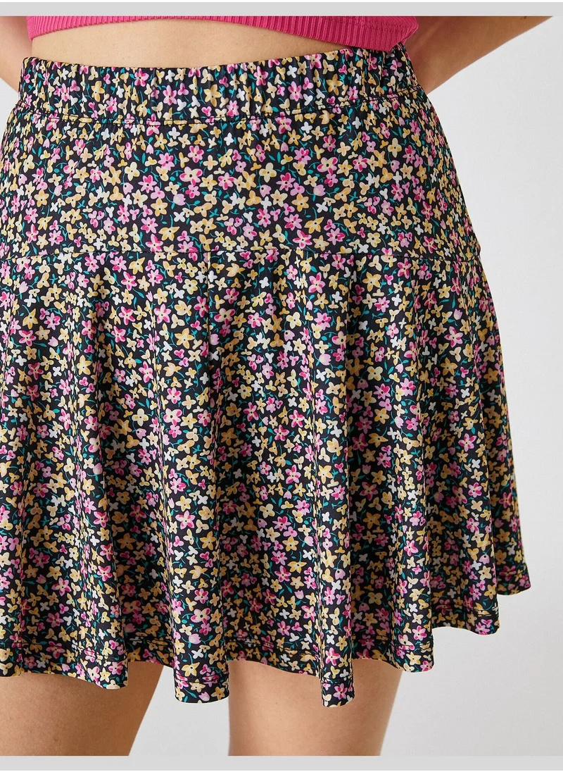 KOTON Floral Mini Skirt Elastic Waist