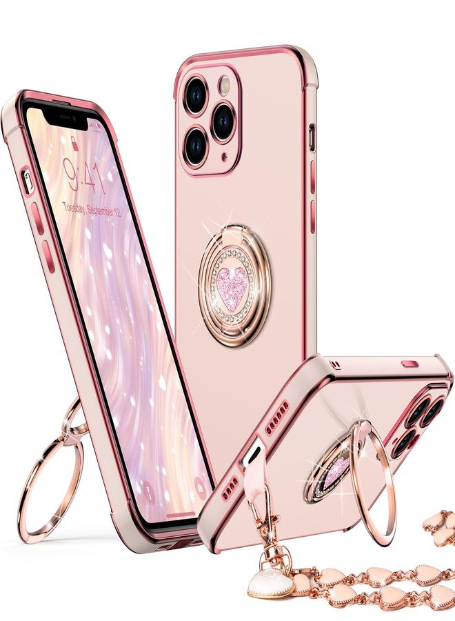 XYZ جراب XYZ - جراب حماية فاخر على شكل قلب لهاتف iPhone 11 Pro مع حامل، لون وردي - Image 1
