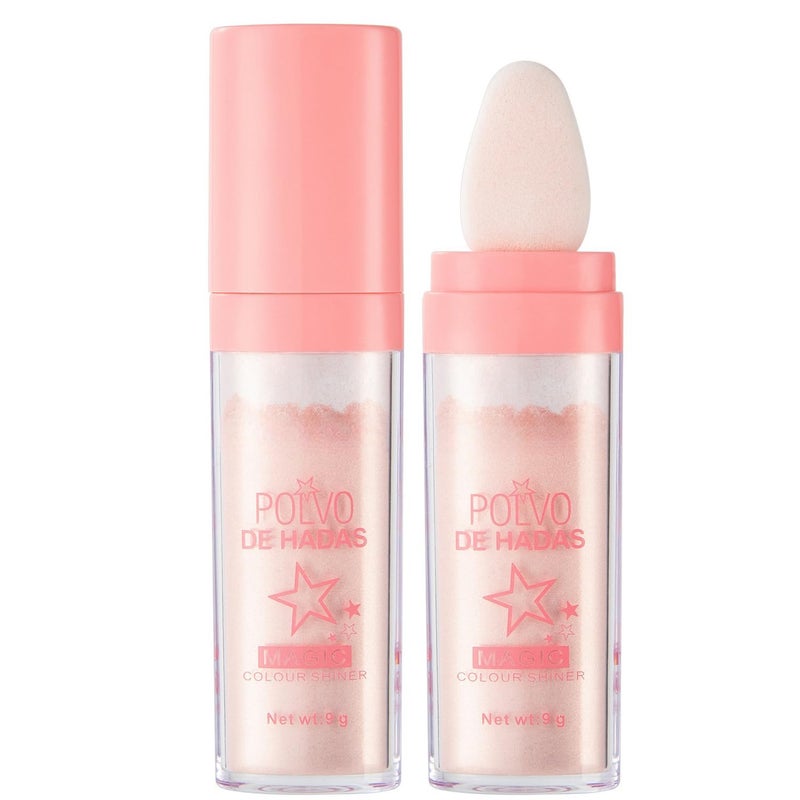 URQT Polvo De Hadas Fairy Dust Highlight Patting Powder - Full Body Contouring and Clavicle Pearlescent Patting Powder for Face and Eye, Christmas Sparkling Body Glitter (#02 Fairy Pink) - Image 1