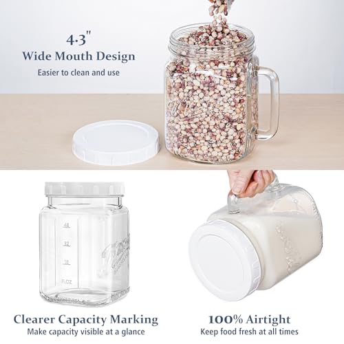 Folinstall 2 Pack Large Mason Jars, 74 oz Wide Mouth Glass Jar with Lid for Fridge, Glass Canisters DIY Favor Decor, Food Container for Sugar, Cookie, Flour, Pickle - Image 4