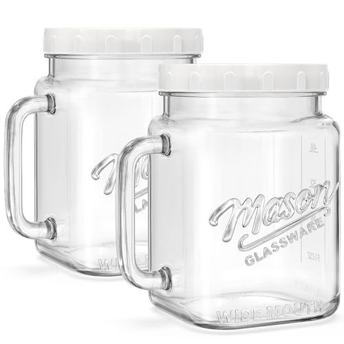 Folinstall 2 Pack Large Mason Jars, 74 oz Wide Mouth Glass Jar with Lid for Fridge, Glass Canisters DIY Favor Decor, Food Container for Sugar, Cookie, Flour, Pickle - Image 1
