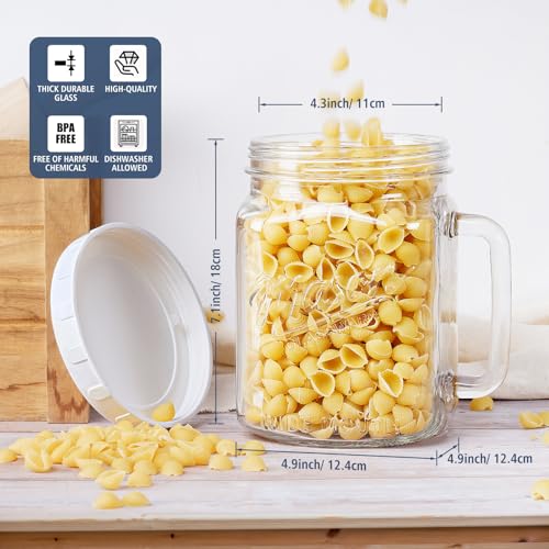 Folinstall 2 Pack Large Mason Jars, 74 oz Wide Mouth Glass Jar with Lid for Fridge, Glass Canisters DIY Favor Decor, Food Container for Sugar, Cookie, Flour, Pickle - Image 2
