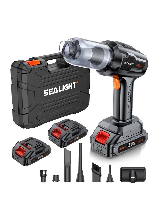 SEALIGHT SEALIGHT Car Vacuum Portable Cordless, 21000pa High Power Handheld Car Vacuum, Two Batteries Long Endurance, 18v/120w Portable Vacuum Cleaner for Car & Home  - Image 1