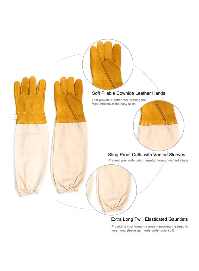 NIBEMINENT Anti-Smash Beekeeping Gloves Beige/Yellow 2XL - Image 3