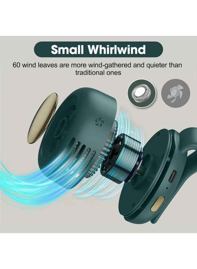 TLAXCA مروحة صغيرة محمولة بلا شفرات وصامتة قابلة للتثبيت، 2025 جديدة قابلة للتعديل بسرعة 3، مروحة خصر معلقة دوارة 360°، مناسبة للأنشطة الخارجية والسفر والمكتب، ملحقات السفر (أخضر) - Image 4