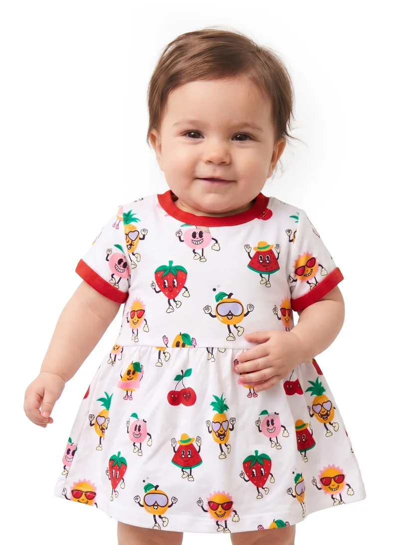 ايكو Infant Girls Fruit Print Cotton Interlock Dress
