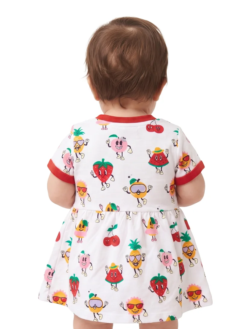 ايكو Infant Girls Fruit Print Cotton Interlock Dress