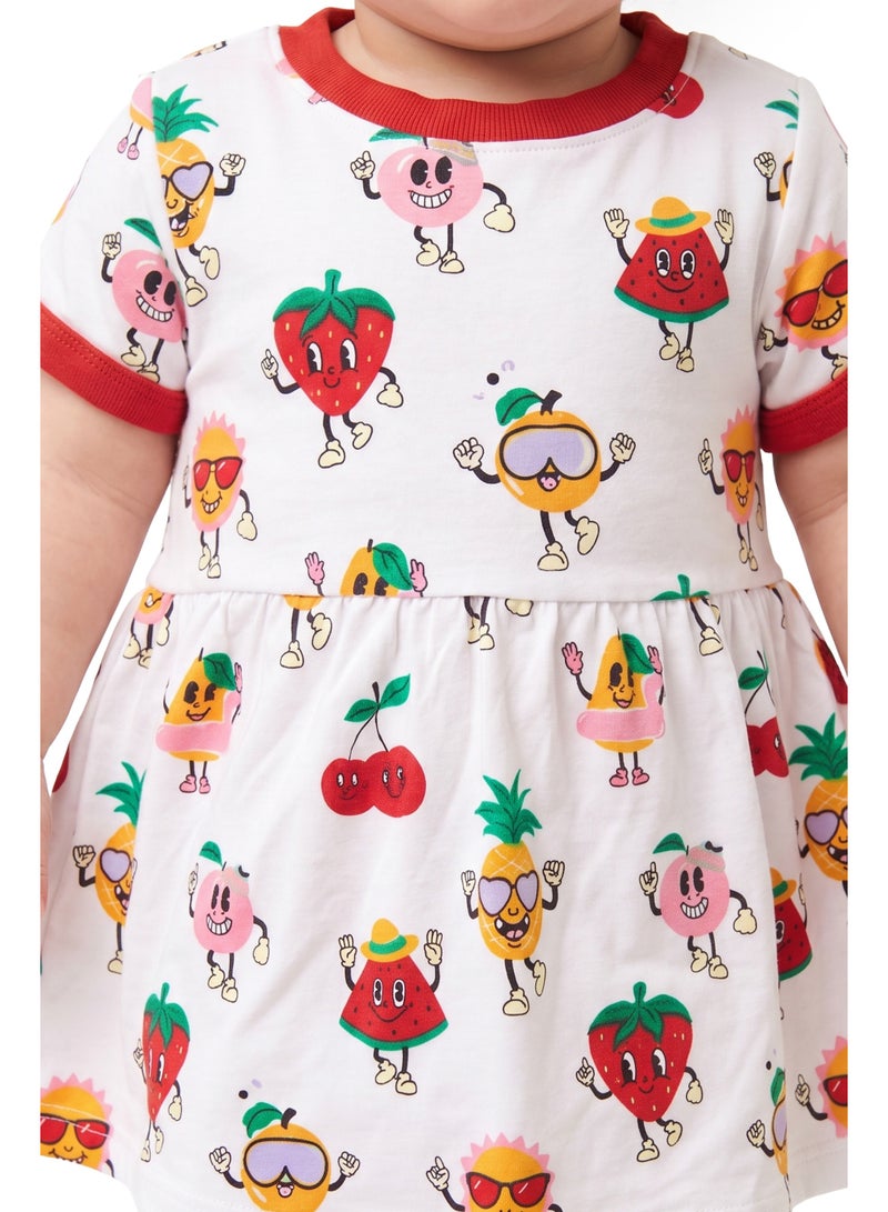 AIKO Infant Girls Fruit Print Cotton Interlock Dress - Image 4