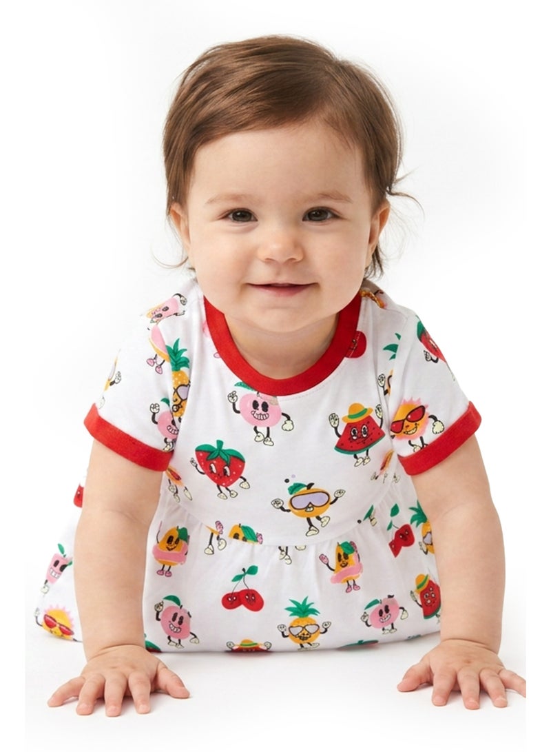AIKO Infant Girls Fruit Print Cotton Interlock Dress - Image 5
