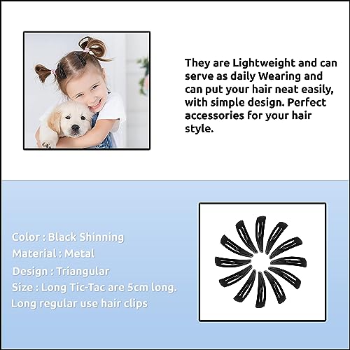 TRIPIN 12 Pieces Black Metal Tic Tac Tik Tak Hair Clips Pins for Women & Girls. (Pack of 1) (SHINNING) - Image 4