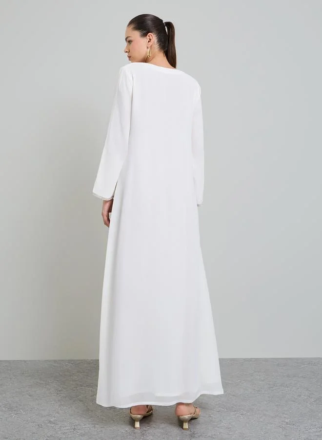 Maxim Creation Off White Off White Embellished Jalabiya for Women | Best Price UAE