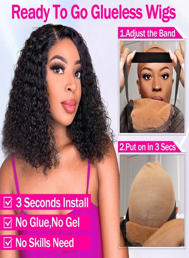 ايسي شعر مستعار بدون غراء، شعر بشري طبيعي، شعر مستعار قصير مجعد ومُقَص مسبقًا، شعر بشري طبيعي، شعر مستعار أمامي من الدانتيل عالي الدقة 5x5 للنساء ذوات البشرة السمراء، جاهز للارتداء، شعر مستعار بدون غراء مع شريط مطاطي للمبتدئين، طول 14 بوصة - Image 2