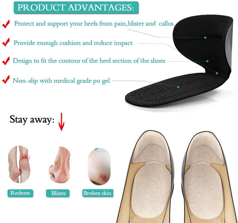 Cute Critters 6pcs Shoe Insole Reusable Soft Shoe Inserts Heel Cushion Pads Self-Adhesive Foot Care Protector Grips Liners Loose Shoes -Heel Pain Relief Bunion Callus Blisters for Men & Women-3 Pairs - Image 3