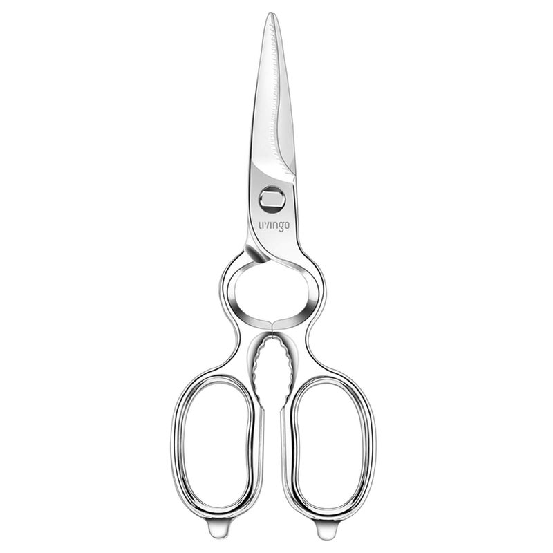 LIVINGO Kitchen Forged Shears Heavy Duty Come Apart Ultra Sharp Multi-function Stainless Steel Scissors Bottle Opener, Nut Cracker 8.5 inch - Image 1