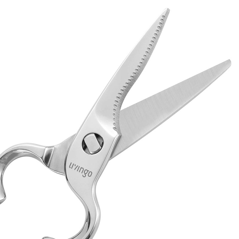 LIVINGO Kitchen Forged Shears Heavy Duty Come Apart Ultra Sharp Multi-function Stainless Steel Scissors Bottle Opener, Nut Cracker 8.5 inch - Image 4