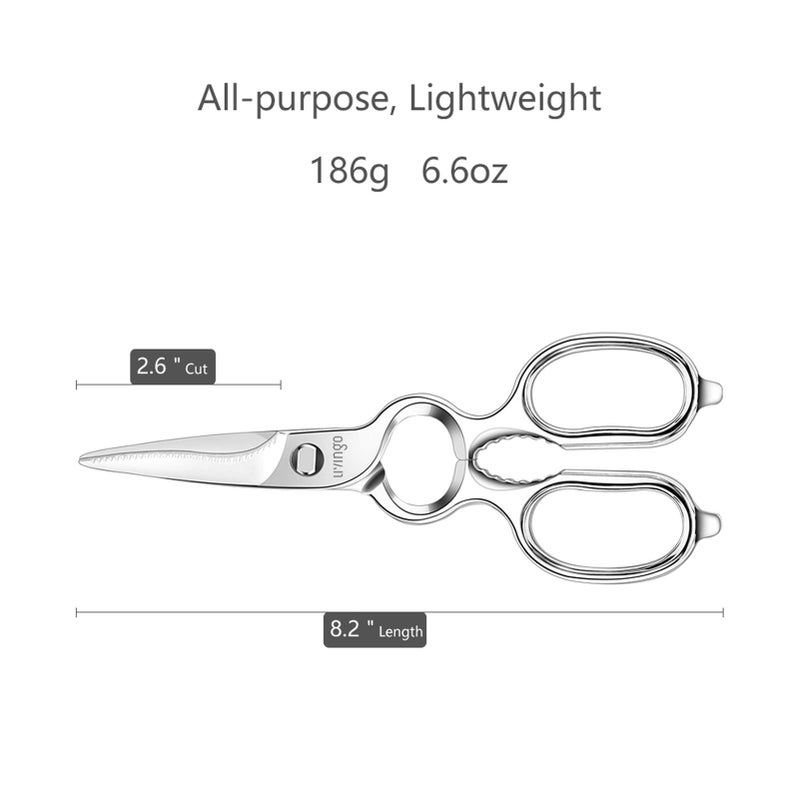 LIVINGO Kitchen Forged Shears Heavy Duty Come Apart Ultra Sharp Multi-function Stainless Steel Scissors Bottle Opener, Nut Cracker 8.5 inch - Image 2