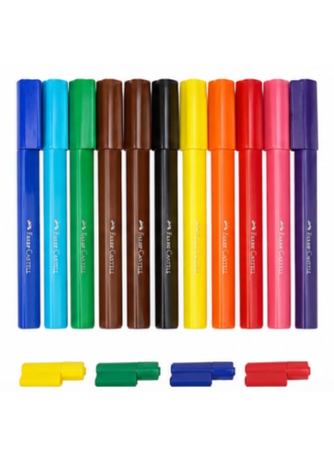 Faber-Castell 10 Connector Pens, Colourful Marker Set with Clips - Image 4