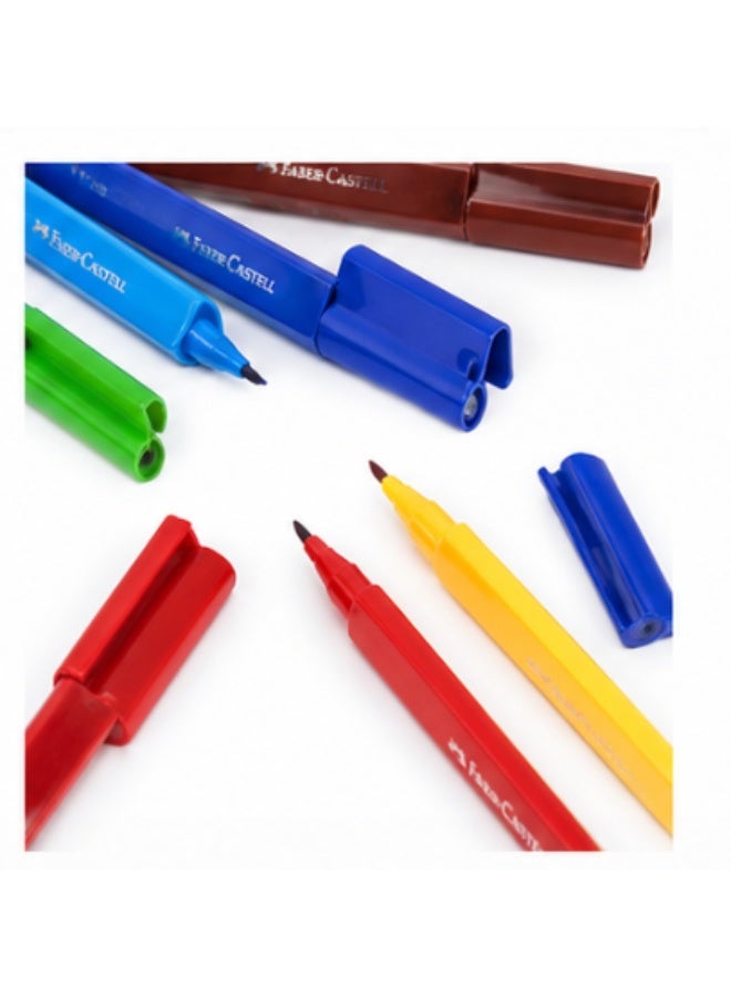Faber-Castell 10 Connector Pens, Colourful Marker Set with Clips - Image 3